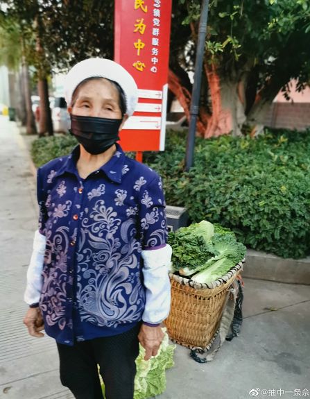 婆婆背满筐菜徒步灾区，温暖传递人间真情